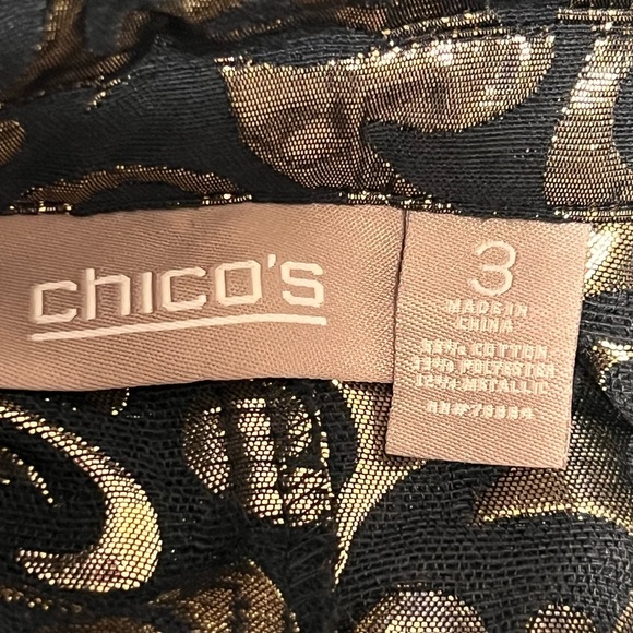 Chico’s Womens Gold Metallic/ Black Lightweight Jacket Sz. 16/18 - Picture 9 of 9